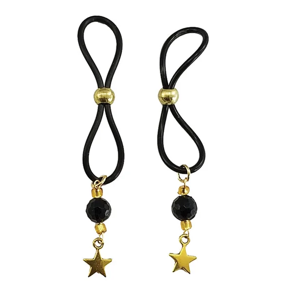 Bijoux De Nip Nipple Halos W-gold Stars - Black