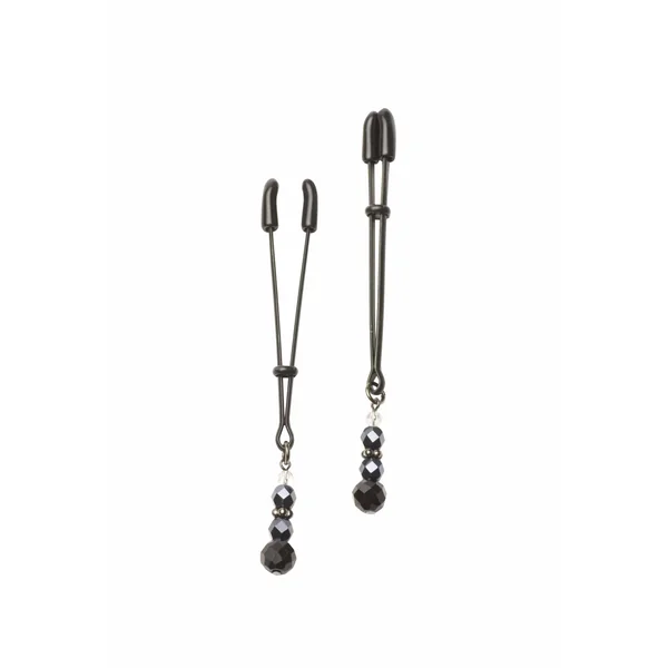 BLACK TWEEZER CLAMP BLACK W/BEADS