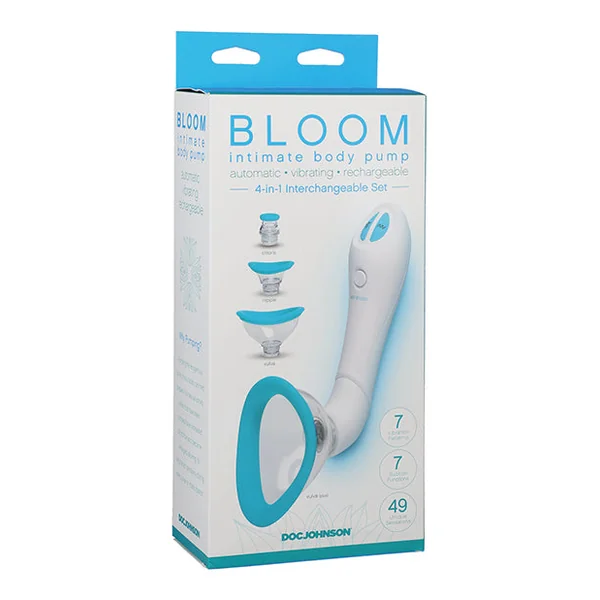 Bloom Intimate Body Automatic Vibrating Rechargeable Pump - Sky Blue-white