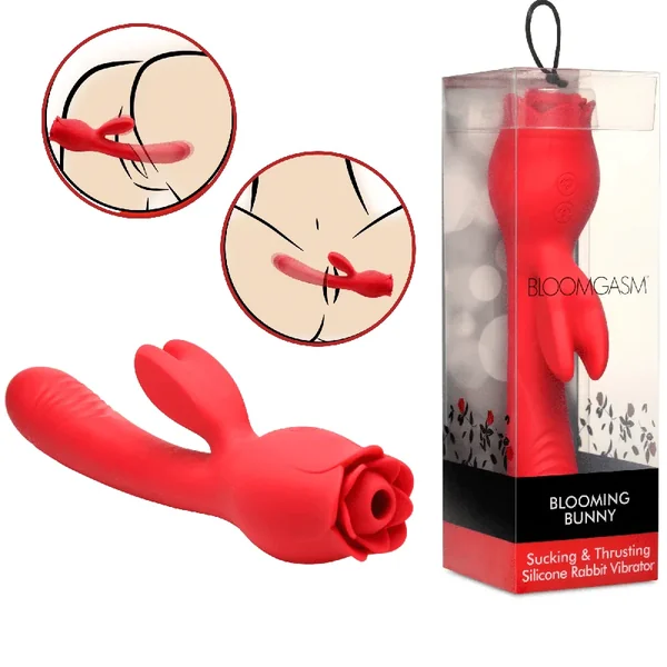 Blooming Bunny Clitoral Sucking And Thrusting Silicone Rabbit Vibrator – Red