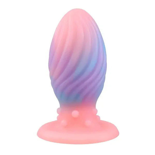 Blue Pink Luminous Mixed Color Soft Silicone Threaded Dragon Egg Anal Plug
