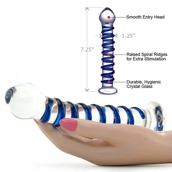 Blue Spiral Glass Dildo Hustler