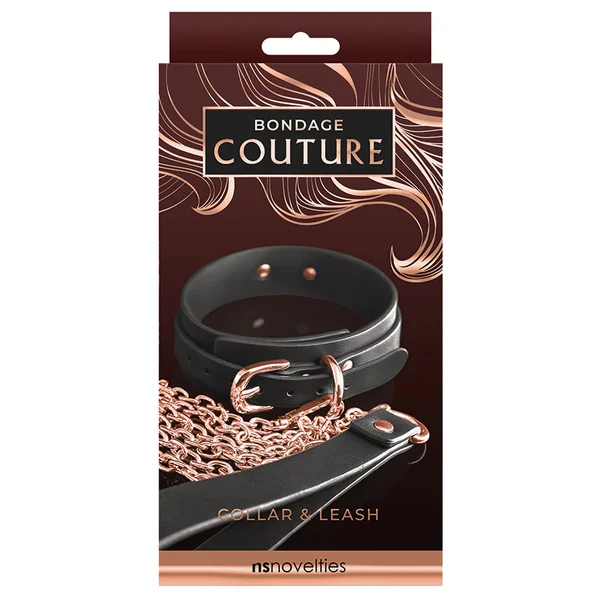 Bondage Couture Collar and Leash - Black