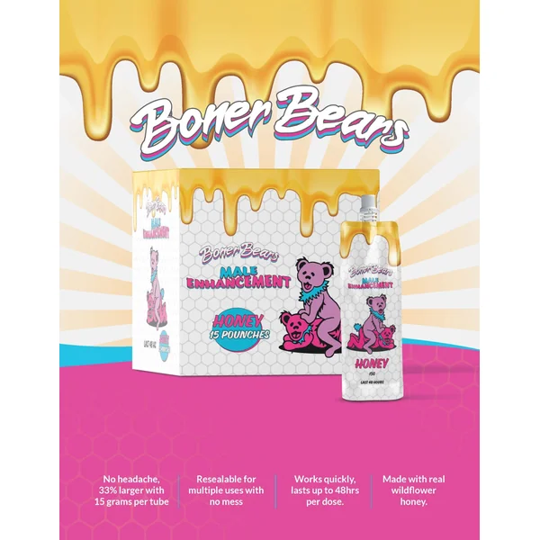 BONER BEAR HONEY POUCH MALE ENHANCEMENT 15PC DISPLAY (NET)