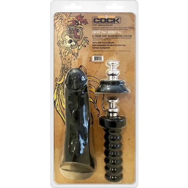 Boneyard Cock 8 inch – Black 20 cm Dong with Suction Cup & Handle Extensions