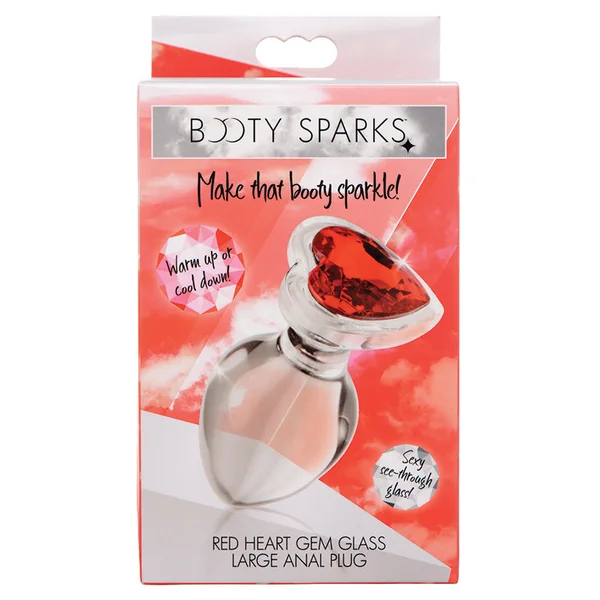 Booty Sparks Red Heart Gem Glass Anal Plug - Large