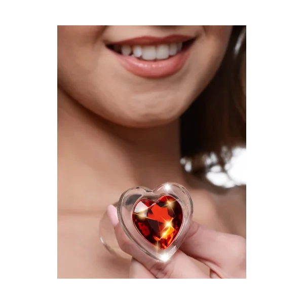 BOOTY SPARKS RED HEART GLASS ANAL PLUG MEDIUM