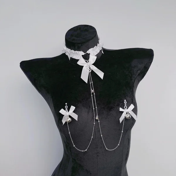 Bow Choker Nipple Clamps Body Chain Set