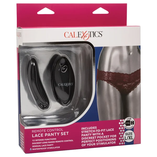 CalExotics Remote Control Lace Panty Set - L/XL Burgundy