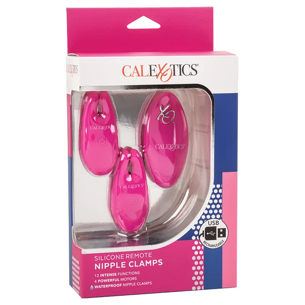 CalExotics Silicone Remote Nipple Clamps - Pink
