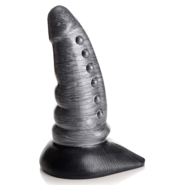 Cc Beastly Tapered Bumpy Silicone Dildo - Silver