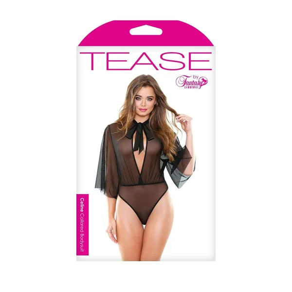 Celine Collared Bodysuit - Black - M-l