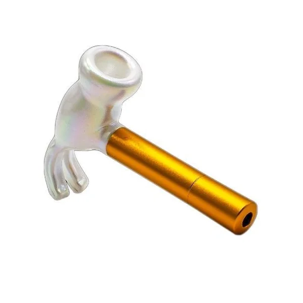 Cheech Glass Metal Pearl Hammer Hand Pipe