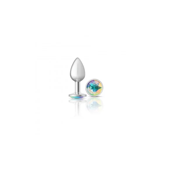 CHEEKY CHARMS ROUND CLEAR IRIDESCENT SMALL SILVER PLUG