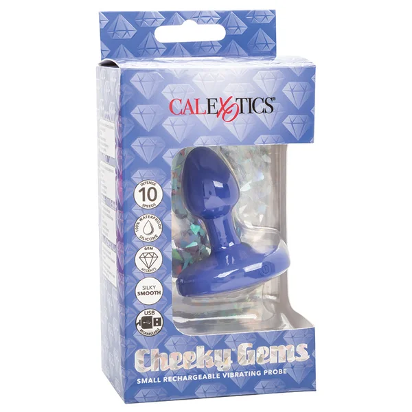 Cheeky Gems Small Rechargeable Vibrating Probe - Blue