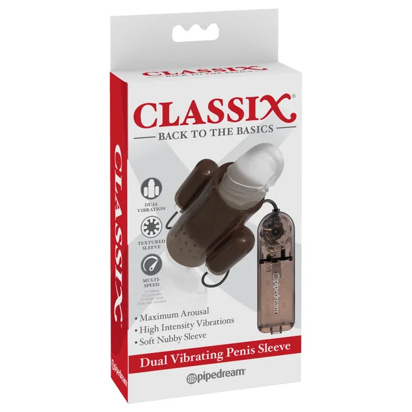 CLASSIX DUAL VIBRATING PENIS SLEEVE SMOKE