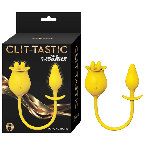 CLIT-TASTIC TULIP FINGER MASSAGER & PLUG YELLOW