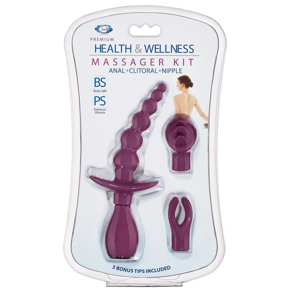 CLOUD 9 HEALTH & WELLNESS ANAL CLITORAL & NIPPLE MASSAGER KIT PLUM