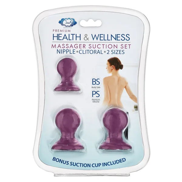 CLOUD 9 HEALTH & WELLNESS NIPPLE & CLITORAL MASSAGER SUCTION SET PLUM