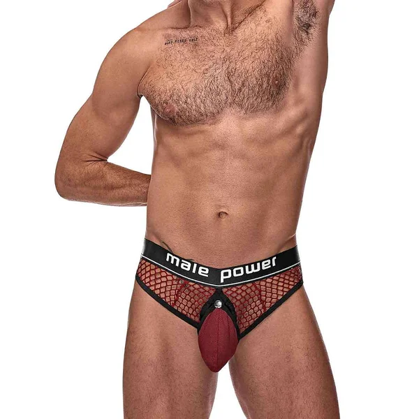 COCK PIT COCK RING THONG BURGUNDY L/XL
