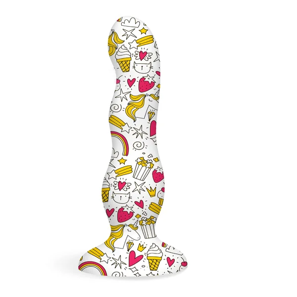 Collage - Cupcake and Unicorns - Curvy Silicone Dildo