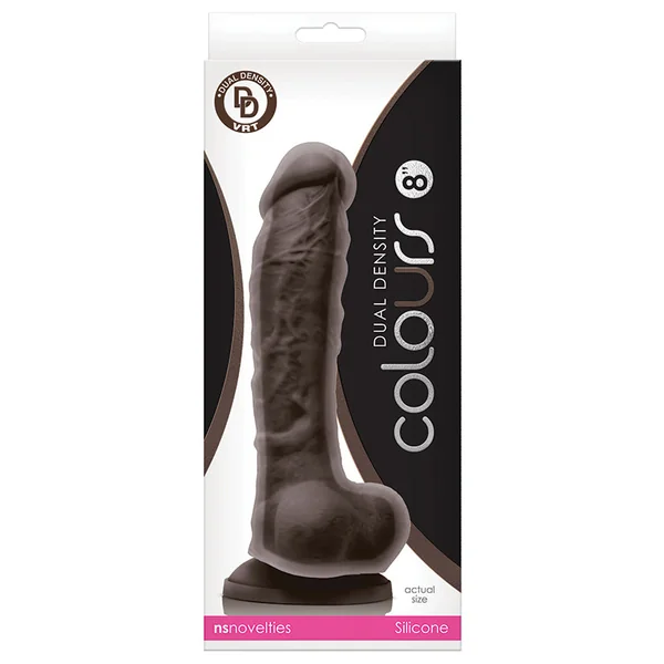 Colours Dual Density Dildo - Dark Brown 8"