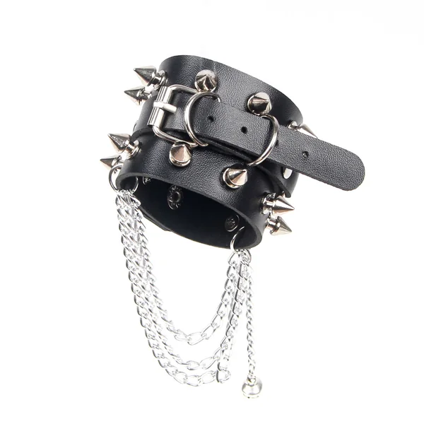 ComeOn Dear – Bracelet Spiked with Chain – Black/Silver