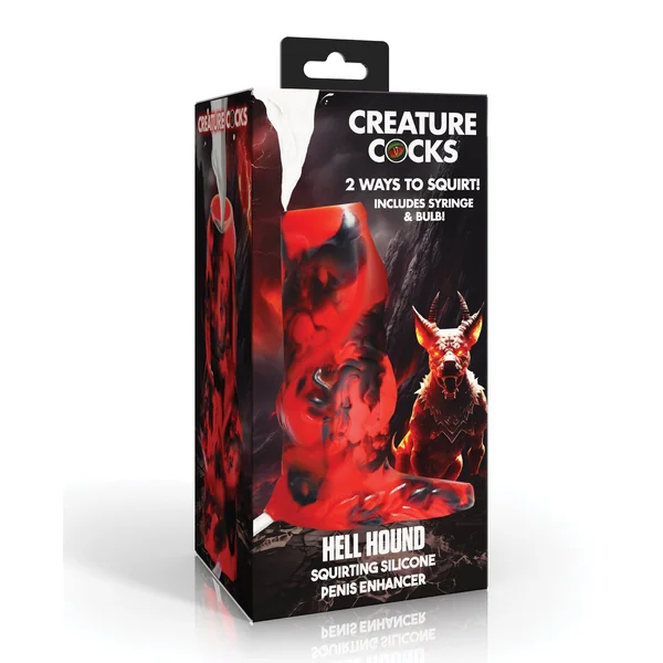 Creature Cocks Hell Hound 5 Inch Squirting Silicone Penis Enhancer - Red