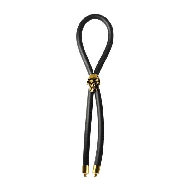C-RING LASSO GOLD SKULL BEAD SILICONE BLACK