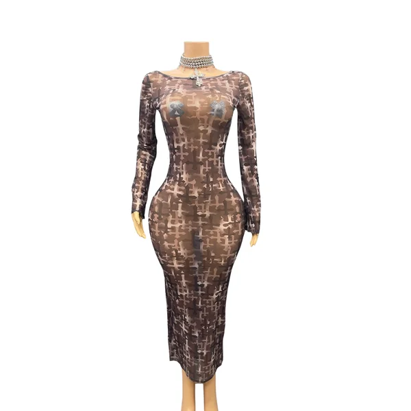 Crosses Mesh Bodycon Dress
