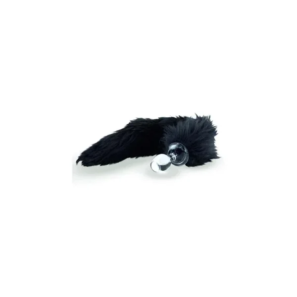 Crystal Delights Minx Faux Fur Tail Glass Plug, Black