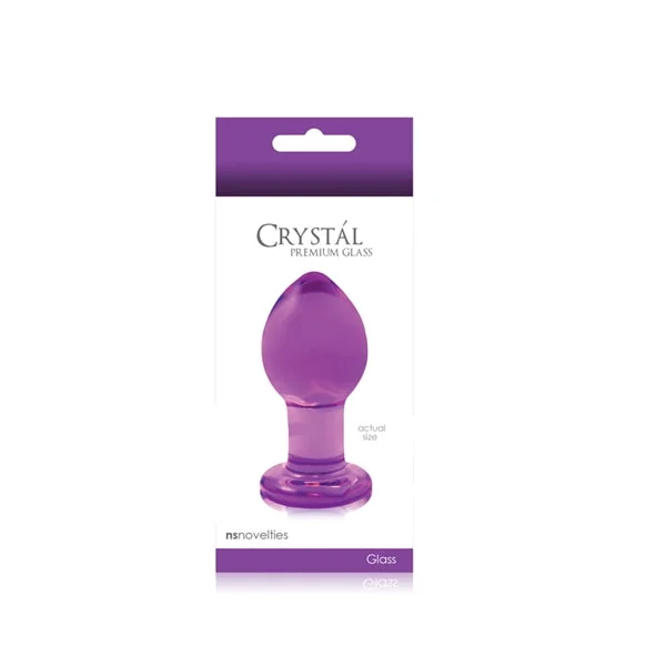 Crystal Premium Glass Plug - Medium - Clear Purple