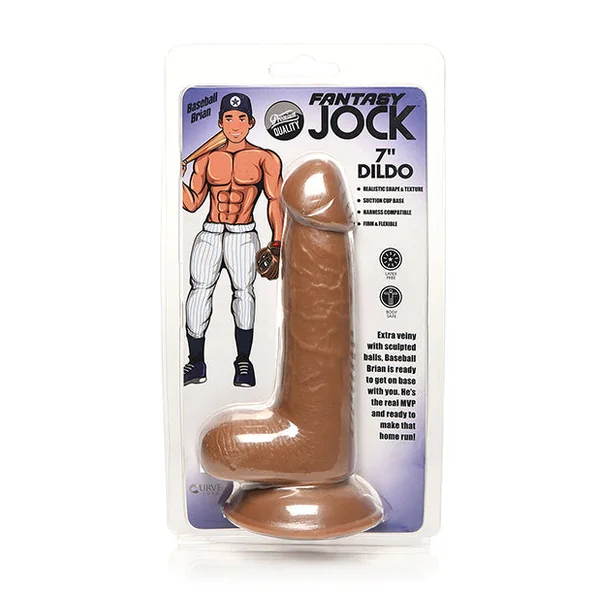 Curve Toys Fantasy Jock Baseball Brian 7" Dildo W/balls - Tan