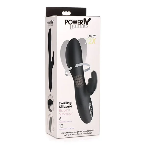 Curve Toys Power Bunnies Dizzy Rotating Vibrator W/rotating Beads – Black