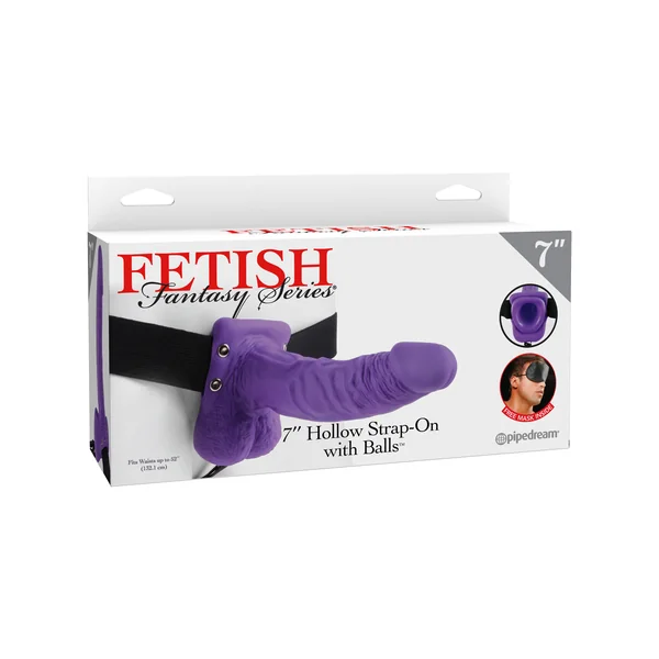 (D) FETISH FANTASY 7 HOLLOW STRAP ON W/BALLS PURPLE “