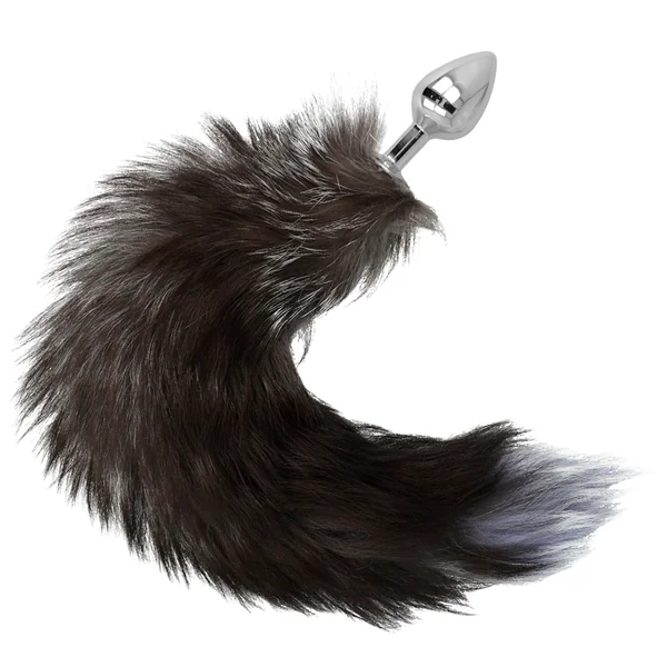 Darkness anal plug 7cm brown and gray tail 40cm sex toy metal anal plug