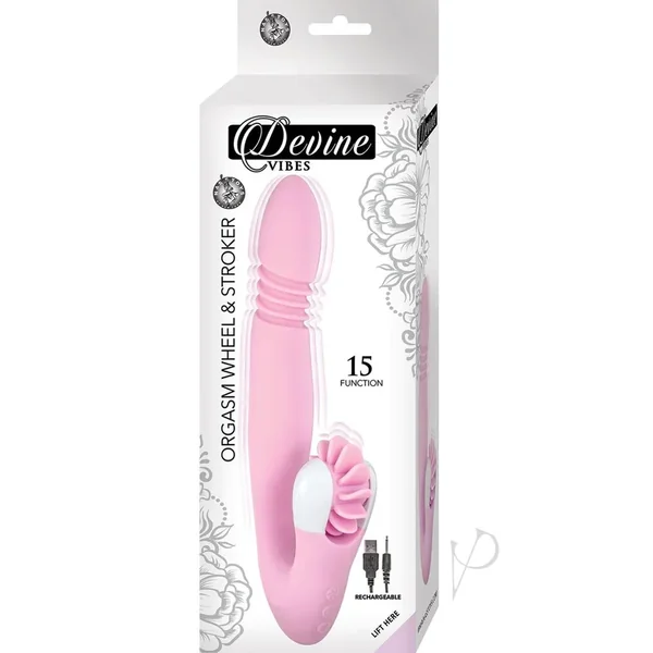 Devine Vibes Orgasm Wheel and Stroker Thrusting Vibrator Pink
