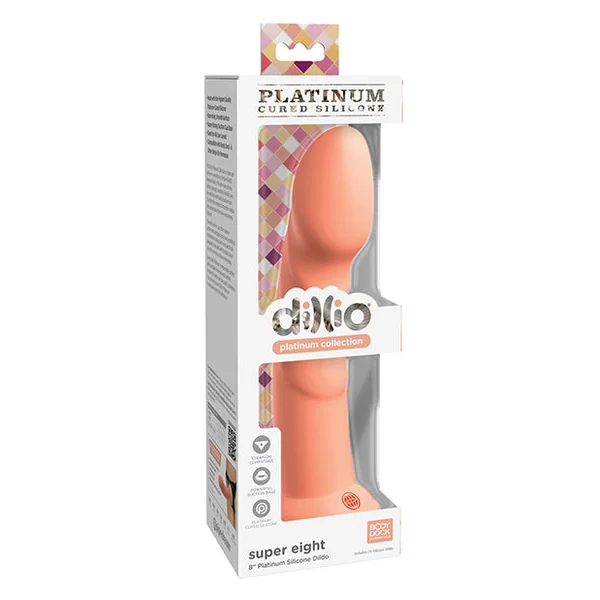Dillio Platinum 8" Super Eight Silicone Dildo - Peach
