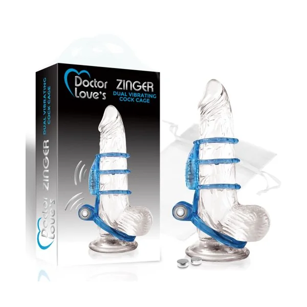 DOCTOR LOVE ZINGER DUAL VIBRATING COCK SLEEVE BLUE