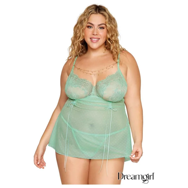 Dot Mesh Babydoll by Dreamgirl