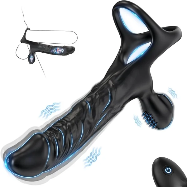 Double Penetration Vibrator with Remote – CockRing & Clit Teaser