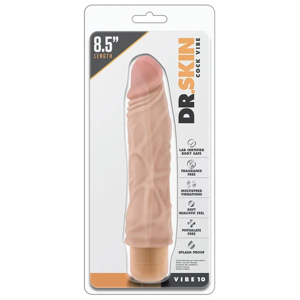 Dr. Skin Cock Vibe 10 Realistic Beige 8.5-Inch Long Vibrating Dildo