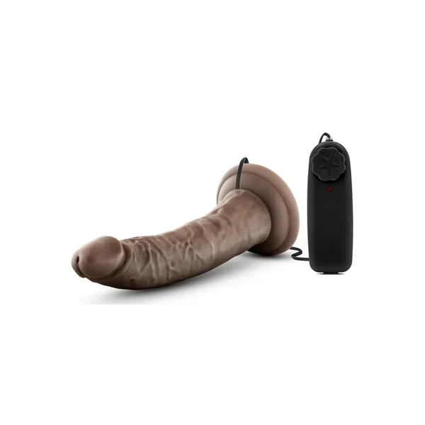 Dr. Skin Silver Collection Dr. Dave Vibrating Dildo with Suction Cup and Wired Remote Control 7in – Chocolate