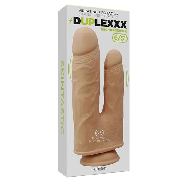 Duplexx Vibrating & Rotating Double Dildo – Flesh