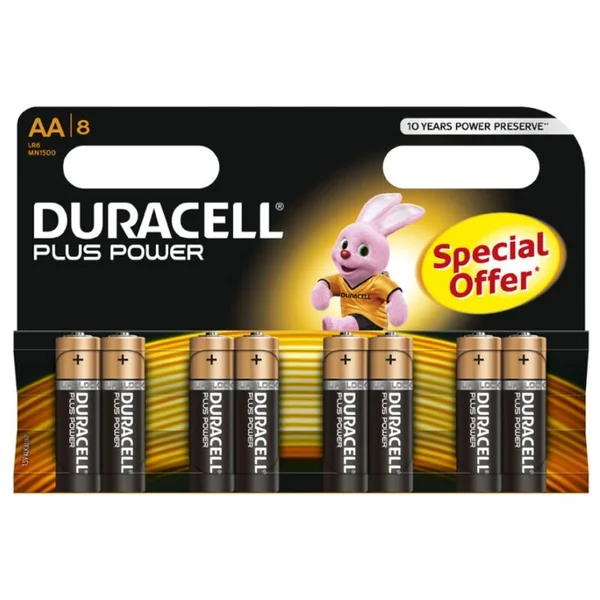 DURACELL - PLUS POWER BATTERY AA LR6 8UNITS