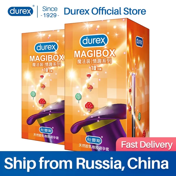 Durex Spike Condoms Ice Fire Mixed 4 Style Large Particle Big Dotted Thread Natural Rubber Penis Sleeve Sex Toys For Men