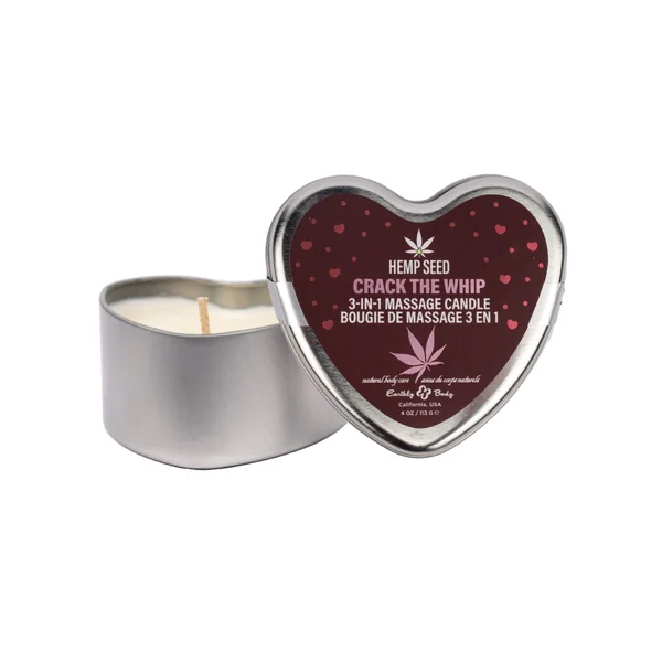 Earthly Body 2025 Valentines 3 in 1 Massage Heart Candle - 4.7 oz Crack The Whip
