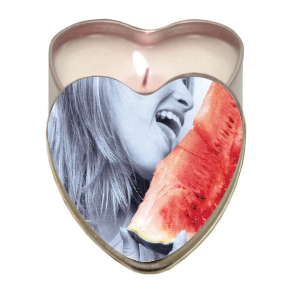 Earthly Body Suntouched Hemp Edible Candle - 4.7 Oz Heart Tin Watermelon