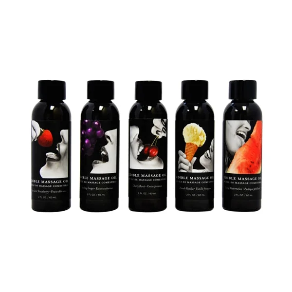 Edible Massage Oil - 25 Count Display - 2 Fl. Oz. Bottles - Assorted Flavors