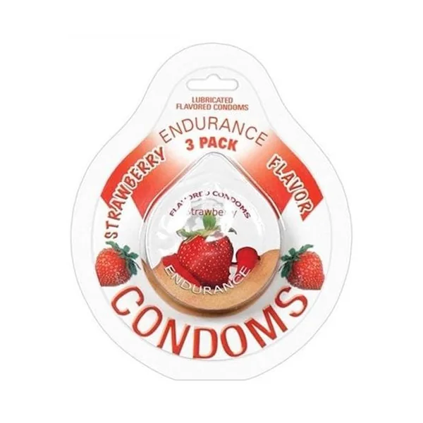 Endurance Condoms - Strawberry - 3 Pack